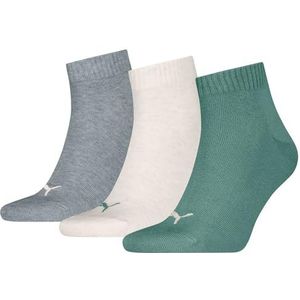 PUMA Unisex Quarter Sock (verpakking van 3), groen/grijs, 43-46 EU