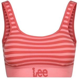 Lee Naadloze crop beha voor dames in roze strepen training, Aardbei Ice Stripe, L
