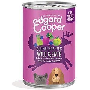 Edgard & Cooper Hondenvoer, nat, peetvader voor volwassenen, volwassenen, graanvrij, natvoer, natuurlijk wild en eend, 400 g x 6 met veel vers vlees en voedzame ingewanden, evenwichtige premium