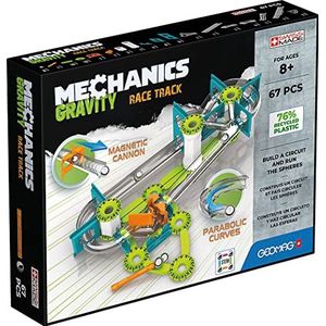 Geomag - Mechanics Gravity Race Track - Educational and Creative Game for Children - Magnetic Building Blocks, Race Track with Magnetic Blocks, Recycled Plastic - Set of 67 Pieces