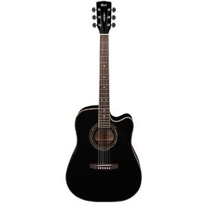 Cort AD880CE gitaar met beschermhoes, snaren 12-52, glanzend zwart