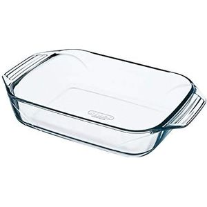 Pyrex - Onweerstaanbaar - Rechthoekige glazen ovenschaal, transparant, 31 x 20 cm