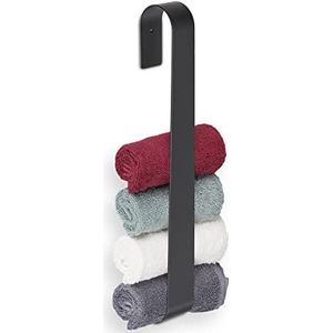 Relaxdays handdoekhouder zonder boren, rvs, 45 cm, zelfklevend handdoekstang, handdoekrek badkamer, zwart