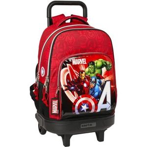 Avengers Infinity Safta rugzak met trolley en gewatteerde rug, 330 x 220 x 450 mm, Rood/Zwart, One size