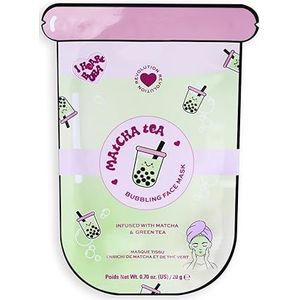 I Heart Revolution Bubble Tea Matcha Tea Bubble Sheet Mask, Kalmeert & Hydrateert Huid met Matcha & Groene Thee Extract, Matcha Groen