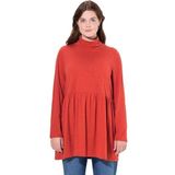 Ulla Popken - Shirt - Rood - Effen - Lange Mouw - Losse Pasvorm
