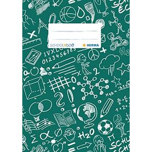 HERMA 19417 Schoolydoo Notitieboekje DIN A5, schrifthoes met etiket, van duurzame en afwasbare polypropyleenfolie, boekenkast voor schoolschriften, groen