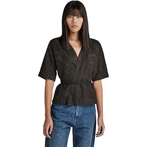 G-STAR RAW Vrouwen ETD wrap top ss Shirt, Multicolor (cloack gd Woodland camo D221-D471), M