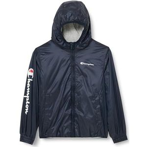 Champion Legacy Outdoor K - Light WR Small Script Logo Hooded Jacket, marineblauw, 7-8 jaar unisex - kinderen en jongeren SS24, Navy Blauw