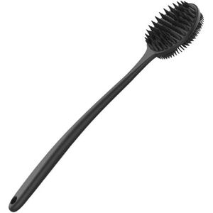 Brosse de Douche - Silicone - Dubbele Kant - Exfoliatie en Massage - Zwart - Lange Handgreep