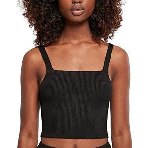 Urban Classics Dames top dames cropped knit top, vrouwen gebreid bovendeel, buikvrij, verkrijgbaar in 4 kleuren, maten XS - 5XL, zwart, L