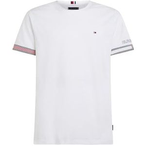 Tommy Hilfiger Heren vlag manchet Tee S/S T-shirts, wit, XL, Wit, XL
