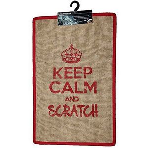 Wouapy - Krabmat voor katten - rechthoekige sisalmat - krabmat - Design en trendy - opschrift ""Keep Calm and Scratch"" - Praktisch en antislip - Rood