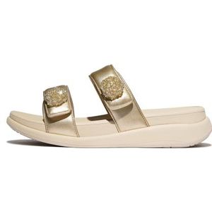 Fitflop Dames F-Mode Go Beadie-Button ADJ. Flatform 2-bar Slides Sandaal, platinum, 40 EU