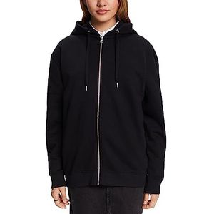 ESPRIT Gerecycled: oversized hoodie met ritssluiting, zwart, XXS
