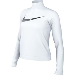 Nike Dames top met lange mouwen W Nk Df Swoosh Hbr Hz, wit/reflecterend zilver, DX0952-100, L