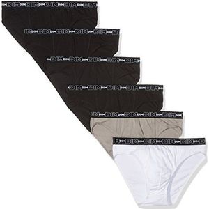 Dim Slip voor heren, katoen, stretch, comfort, 6 stuks, zwart/grijs/wit/zwart/zwart, 4XL