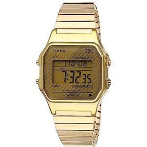 Timex T80 34 mm horloge – goudkleurig met roestvrijstalen expansieband TW2R79000