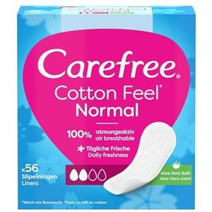 Carefree Inlegkruisje Cotton Feel Normal met Aloë Vera geur 100% ademende inlegkruisjes, 56 stuks