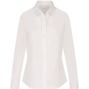 Zijdesticker dames blouse - strijkvrije, licht getailleerde hemdblouse met hemdblouskraag - lange mouwen - 100% katoen