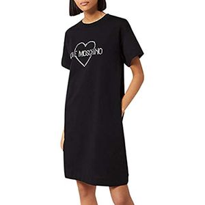 Love Moschino Damesjurk met logo Core Rhimestone_Short Sleeve Jurk, zwart (Black C74), 40