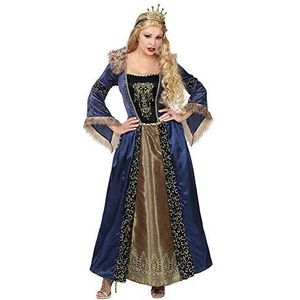 Widmann - Kostuum middeleeuwse koningin, jurk met onderrok en hoepelrok, kroon, carnaval, themafeest