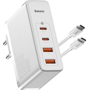 Baseus USB C snellader 100 W 4 poorten, USB C-voeding met GaN Tech, 2C + 2 A poorten universele snellader voor iPhone 12 Pro Max / 12 Mini / 13 / Galaxy/Mac/laptops/iPad