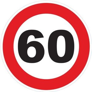 Sticker Snelheidsbegrenzing, rode cirkel, tractor, zwaargewicht, snelheidsbegrenzing, vrachtwagen, 60 km/u, zelfklevend, 10 cm diameter