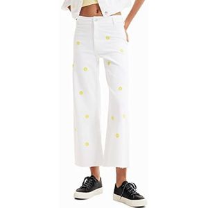 Desigual Dames Regular Dames Denim Lange Broek, Wit, 34