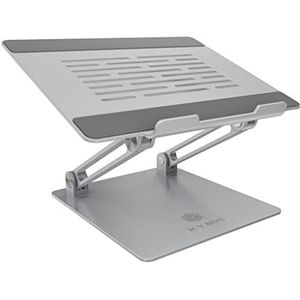ICY BOX IB-NH300 Aluminium laptopstandaard, in hoogte verstelbaar, vrijstaand, warmte-afvoer, voor notebooks tot 17", compatibel met MacBook, Dell, Lenovo, Samsung en nog veel meer,zilver