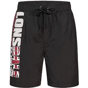 Lonsdale London Carnkie Shorts voor heren, zwart/rood/wit, M