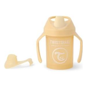 Twistshake Mini Cup with Leak Proof Soft Drinking Spout 230ml, Spill Free Trainning Sippy Bottle with Fruit Mixer and Silicone Seal for Toddlers and Babies, 4+ Months, BPA Free, Caramel Beige