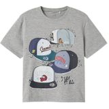 Name It T-Shirt - NkmAlbi Onder Ons - Grijs Gevlekt - Name It - 7-8 jaar (122-128) - T-Shirts