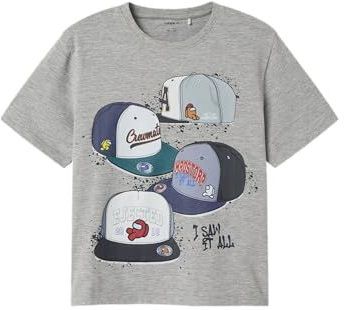 Name It T-Shirt - NkmAlbi Onder Ons - Grey Melange - Name It - 7-8 jaar (122-128) - T-Shirts