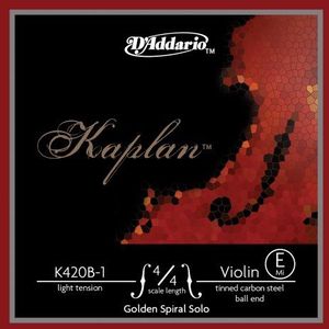 D'Addario Kaplan Golden Spiral Solo vioolsnaar - enkele snaar E - K420B-1 - vioolsnaren - 4/4 schaal, lichte spanning, kogeluiteinde