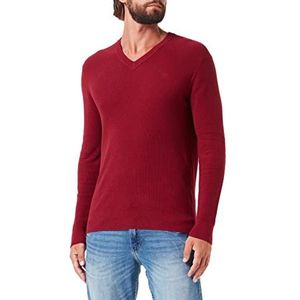 Hackett London Heren Textured V-hals Pullover Sweater, Syrah, XS