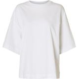 SELECTED - Shirt - Wit - Effen - Halve Mouw - Wijde Pasvorm