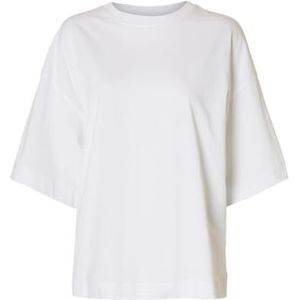 SELECTED - Shirt - Wit - Effen - Halve Mouw - Wijde Pasvorm