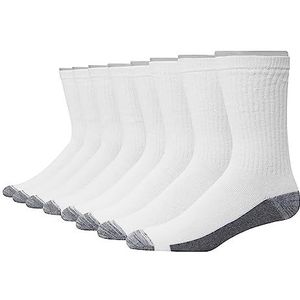 Hanes Heren Ultimate 8-Pack Ultra Kussen FreshIQ Geurbestrijding met Wicking Crew Sokken, Wit, Wit/Grijs Voetbodem - 8 Pack, One size