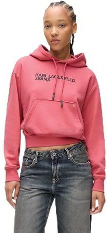 Karl Lagerfeld Jeans, Dames, Essentail Logo Hoddie, Regular Fit, Roze, XS