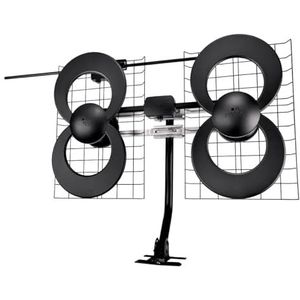 Antennas Direct ClearStream 4V tv-antenne, 70+ mijl bereik, UHF/Vhf, multi-directioneel, binnen, zolder, buiten, mast met draaivoet/hardware/verstelbare klem/afdichtingspads, 4K Ready, zwart -