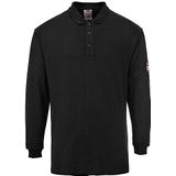 Portwest Vlamvertragende Antistatische lange mouw Polo Shirt Size: L, Colour: Zwart, FR10BKRL