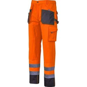 Lahti PRO Waarschuwingsbroek, zwart en oranje, maat XL, hoge zichtbaarheid, dubbel genaaid, instelling van de breedte, sleutel- en hamerlus, veelkleurig, XL