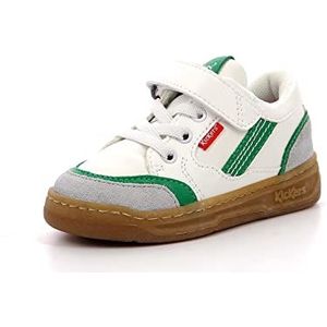 Kickers Kouic Sneakers voor kinderen, uniseks, wit, grijs, groen, 35 EU