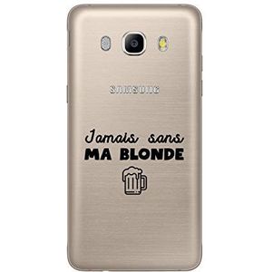 Zokko Beschermhoes voor Samsung J7 2016 Jamais zonder Meine Blonde – zacht transparant inkt zwart