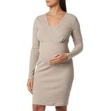 Noppies Alisa Nursing Rib Pyjama Dress Ls nachthemd, Taupe Melange - P757, XS-S