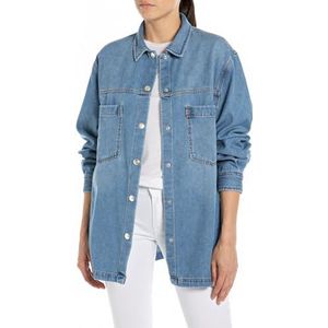 Replay Oversized jeanshemd voor dames, 009, medium blue., L