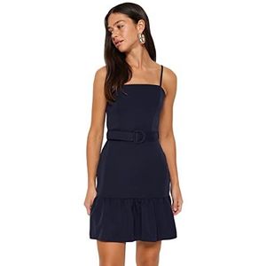Trendyol Dames Skater Regular fit geweven jurk, marineblauw,36, Donkerblauw, 34