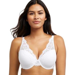 Bali Dames One Smooth U Lace Underwire, Comfort Stretch Volledige Dekking Convertible BH, Wit, 75D