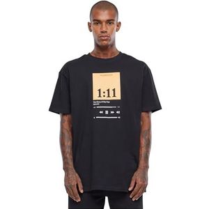 Mister Tee Upscale T-shirt voor heren, oversized, met print van 1:11, met print voor mannen, oversized fit, katoen, zwart, XXL